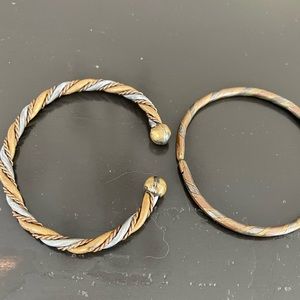 Brass bracelet set of two